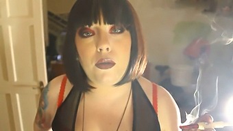 Fat Milf Tina Smua Smokes A Cigarette In A Holder