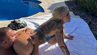 Beautiful White Girl With A Great Ass, Kali Roses In A Hot Scene By The Pool.