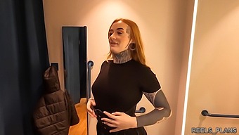 British University Dorm Encounter With Redheaded Student And Strangers In Fitting Room