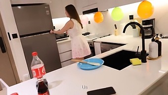 Beautiful Woman With Big Natural Tits Enjoys A Hot Kitchen Sex In Pov Style
