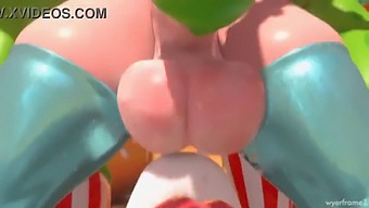 Big-Boobed Princess Rosalina, A Futanari, Gives A Great Blowjob And Masturbates.