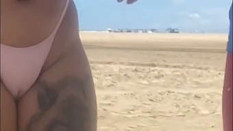 I Left The Young Guy To Play With My Tit On The Beach And It Was Only Logical For Me To Play With His Cock Too